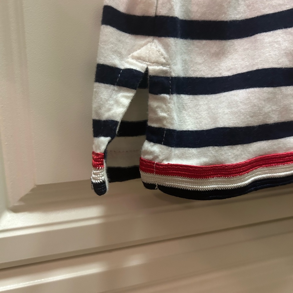 J. Crew Navy and White Striped Long Sleeve Top With Red Accent Stripes - Picture 4 of 5